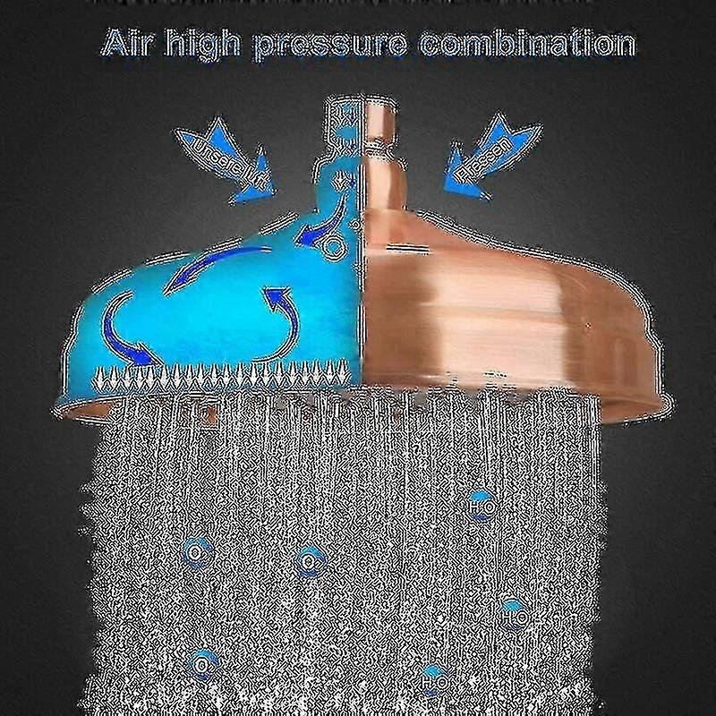 High Pressure Copper Rain Shower Head 20 cm (8 inch) Diameter Adjustable Angle Fixed Compatible with Standard V1188-CAQQ-135481-1