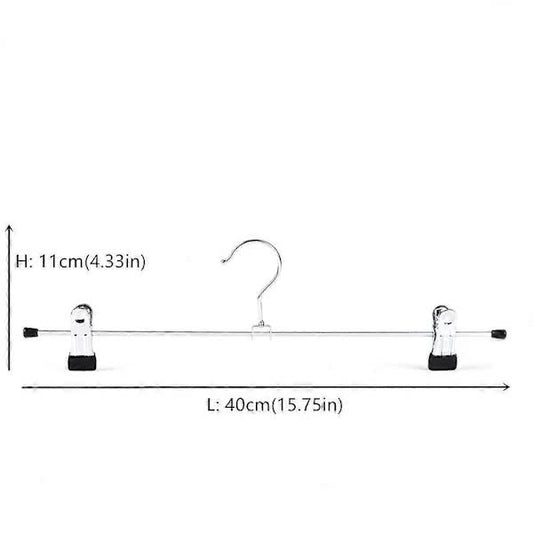 40cm Chrome Iron Clothes Hangers with Non-Slip Clips, 10-Pack Metal Trouser Hangers for Pants Shorts Skirt V1188-CAQQ-142313-1
