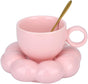 Cute Pink Ceramic Coffee Cup with Saucer Flower Spoon and Sunflower Coaster V1188-CAQQ-38995-3
