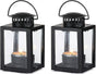 Tea Light Lanterns 2pcs Vintage Style Hanging Garden Lanterns Indoor Outdoor Black Compatible with Candles V1188-CAQQ-44896-3