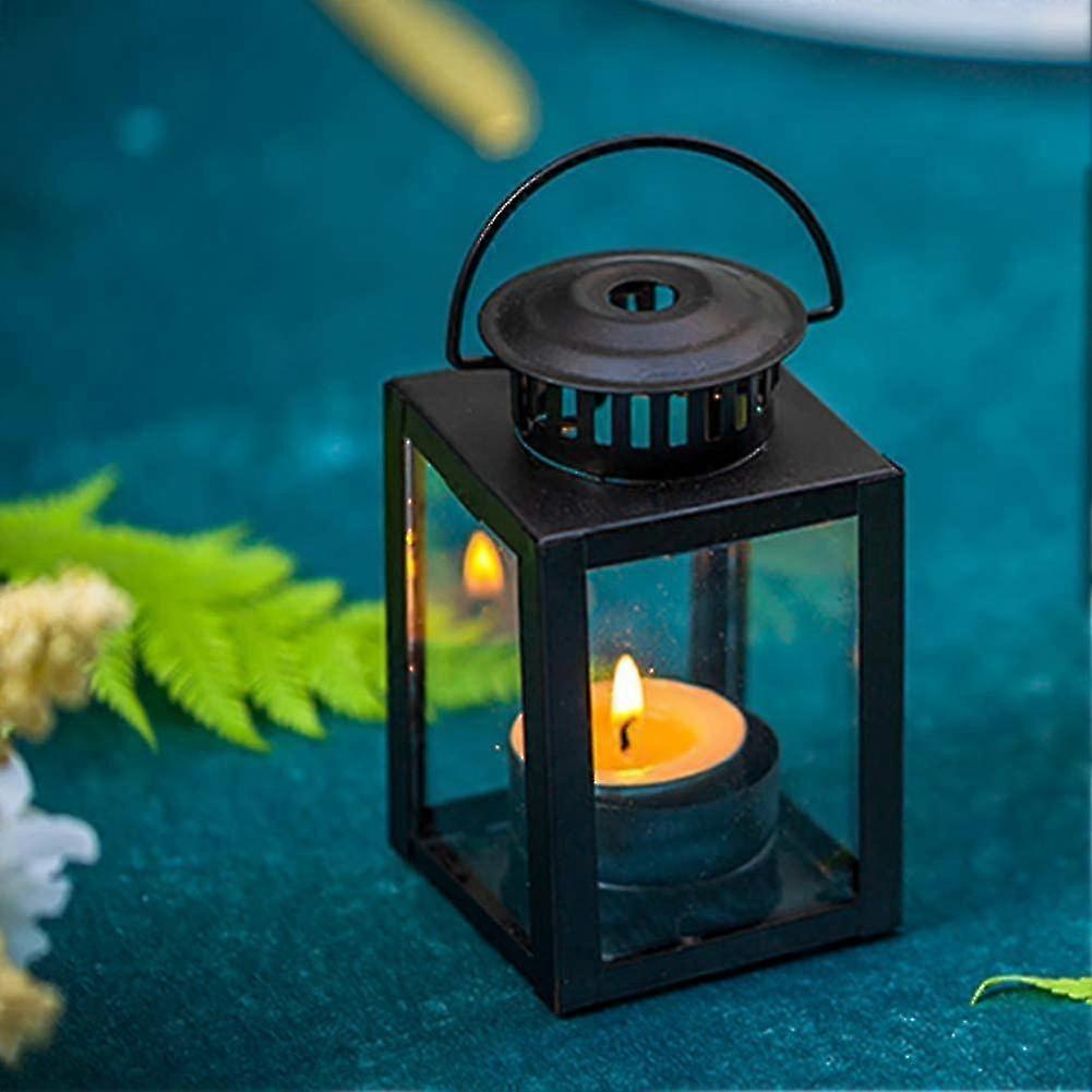 Tea Light Lanterns 2pcs Vintage Style Hanging Garden Lanterns Indoor Outdoor Black Compatible with Candles V1188-CAQQ-44896-3