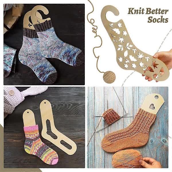 Wooden Sock Blockers for Knitting, Adjustable, 6 pcs Knitting Blockers V1188-CAQQ-77895-1