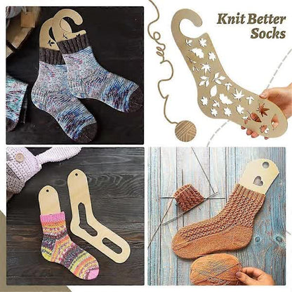 Wooden Sock Blockers for Knitting, Adjustable, 6 pcs Knitting Blockers V1188-CAQQ-77895-1