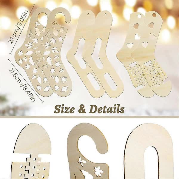 Wooden Sock Blockers for Knitting, Adjustable, 6 pcs Knitting Blockers V1188-CAQQ-77895-1