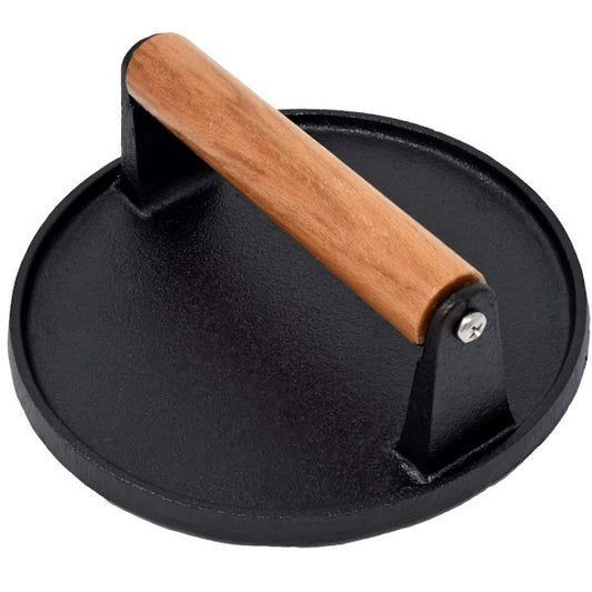 Heavy Duty Pre-Seasoned Cast Iron Hamburger Press with Heat Resistant Handle, Compatible with Griddle V1188-CAQQ-94527-1