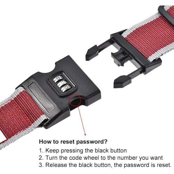 Luggage Straps Suitcase Belts with Buckle and Lock, 2M x 5cm Adjustable PP Packing Straps, Red Gray, 4pcs V1188-CARR-3184-1