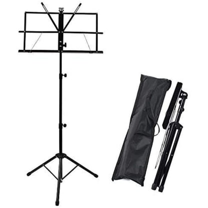 Adjustable Music Stand Portable Foldable Metal Stand with Carrying Bag Lightweight for Travel Storage Black V1188-CAWW-17654-1