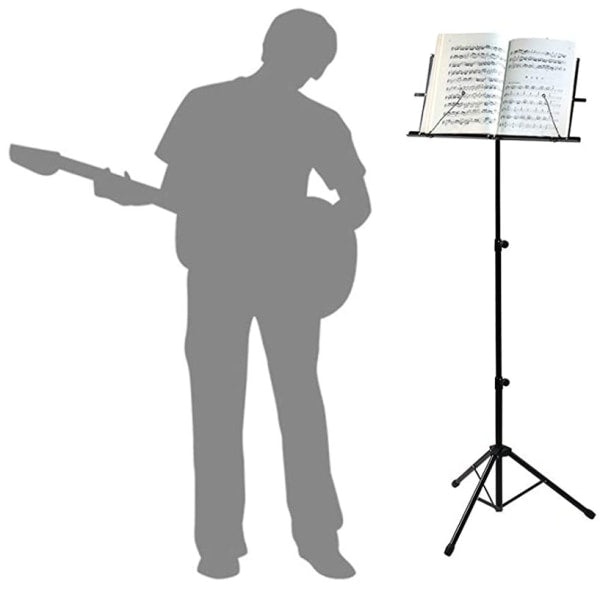 Adjustable Music Stand Portable Foldable Metal Stand with Carrying Bag Lightweight for Travel Storage Black V1188-CAWW-17654-1