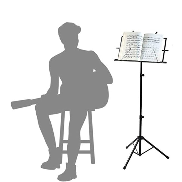 Adjustable Music Stand Portable Foldable Metal Stand with Carrying Bag Lightweight for Travel Storage Black V1188-CAWW-17654-1