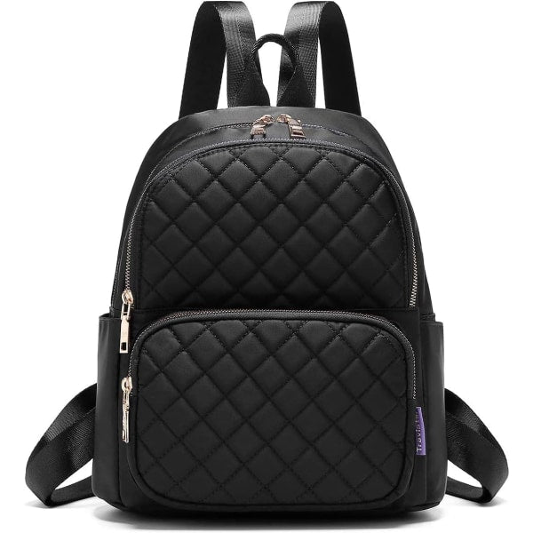 Women's Casual Backpack - Anti-Theft Nylon Small Backpack, Black V1188-CAWW-6657-1