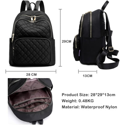 Women's Casual Backpack - Anti-Theft Nylon Small Backpack, Black V1188-CAWW-6657-1