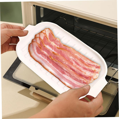 Microwave Tray for Bacon, 30 x 20 x 0.8 cm Silicone Bacon Pan with Lid and Handle, Crispy Bacon Maker V1188-CE-41F-00059