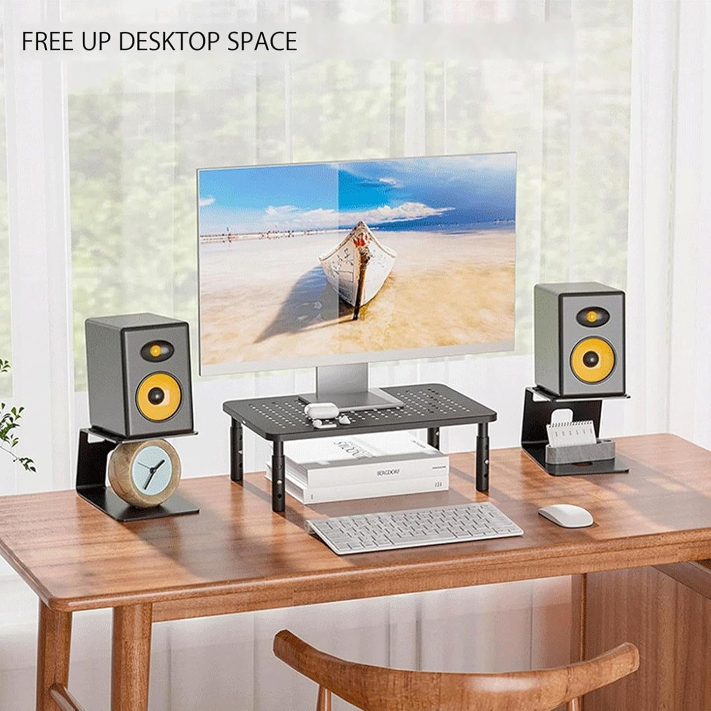Studio Monitor Stand, 2-Pack Speaker Stands for Desk or Bookshelf, Stable Speaker Stands for Home Studio or V1188-CE-41F-00205
