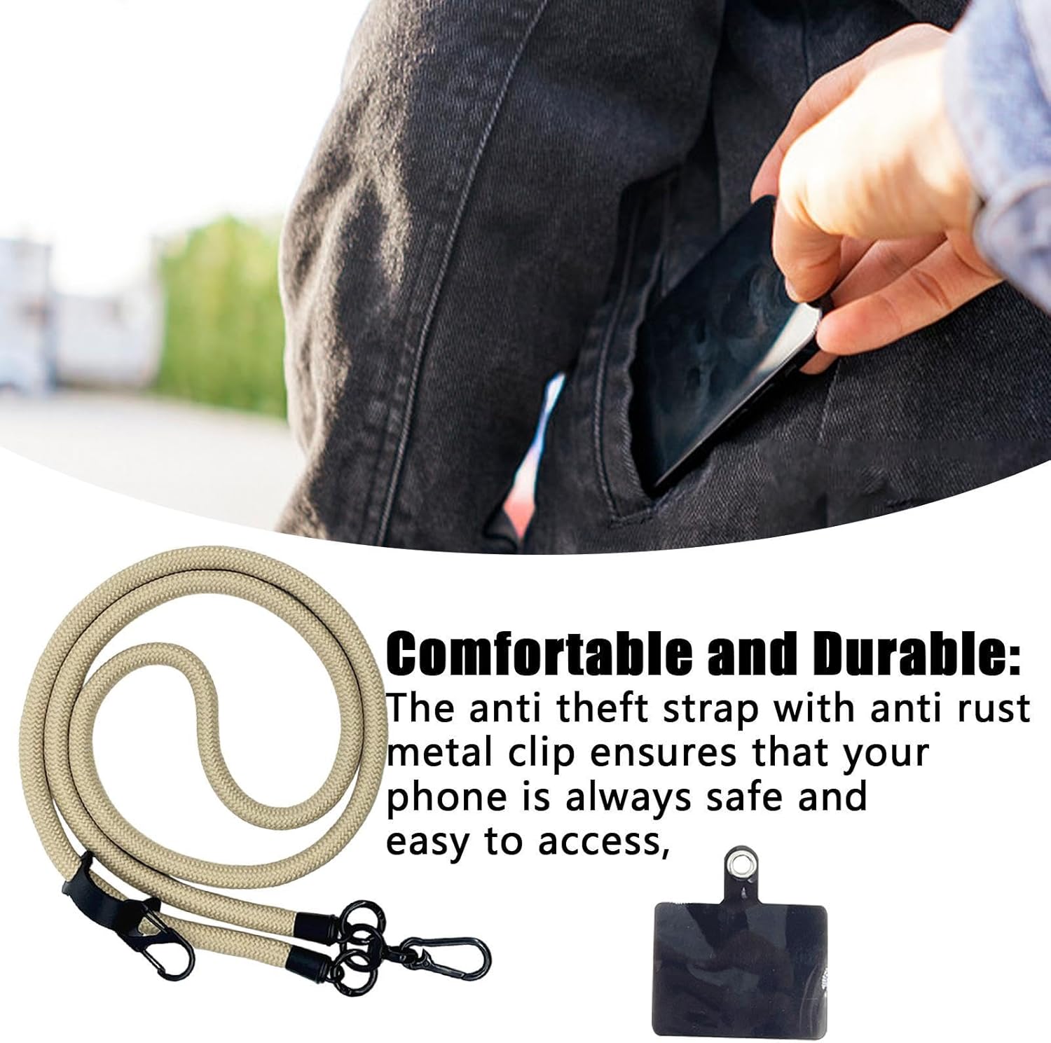 Thick Rope Phone Lanyard 10MM Mobile Strap Neck Holder Compatible with Apple Compatible with Samsung V1188-CE-41F-00290-3