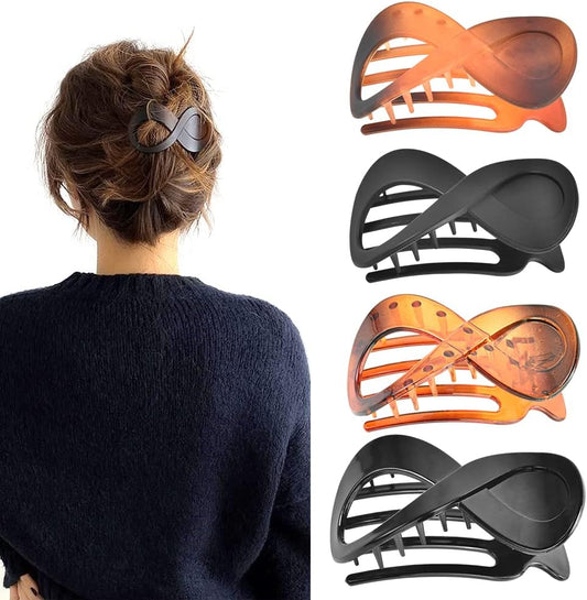 4pcs Matte French Style Hair Clips, Large Acrylic Hair Clips, Non-Slip Hair Clips, Thick Hair, Flat Hair V1188-CE-A00885