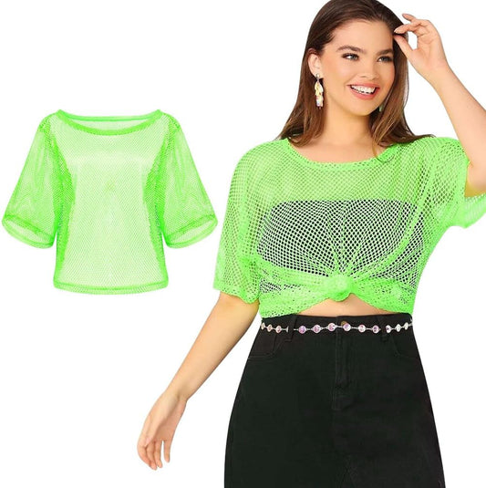 80s Neon Party Clothes Costume Accessories Set, 1980s Retro Theme Party Decoration Outfit for Women Girls B V1188-CE-A41-00200-4