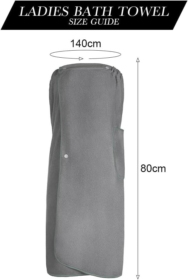 Sauna Skirt for Women with Pockets and Buttons Long Towel Grey V1188-CE-A41-00204-2