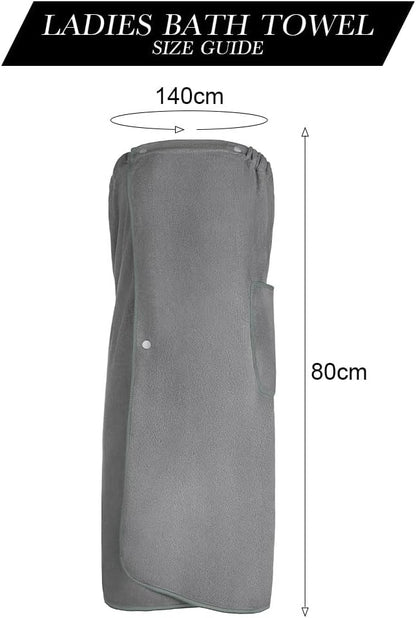 Sauna Skirt for Women with Pockets and Buttons Long Towel Grey V1188-CE-A41-00204-2