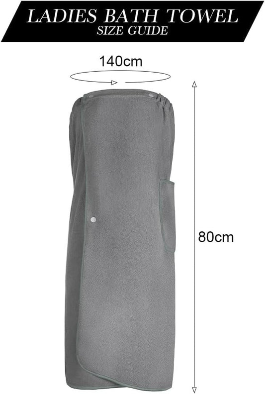 Sauna Skirt for Women with Pockets and Buttons Long Towel Grey V1188-CE-A41-00204-2
