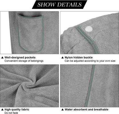 Sauna Skirt for Women with Pockets and Buttons Long Towel Grey V1188-CE-A41-00204-2