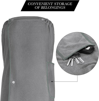 Sauna Skirt for Women with Pockets and Buttons Long Towel Grey V1188-CE-A41-00204-2