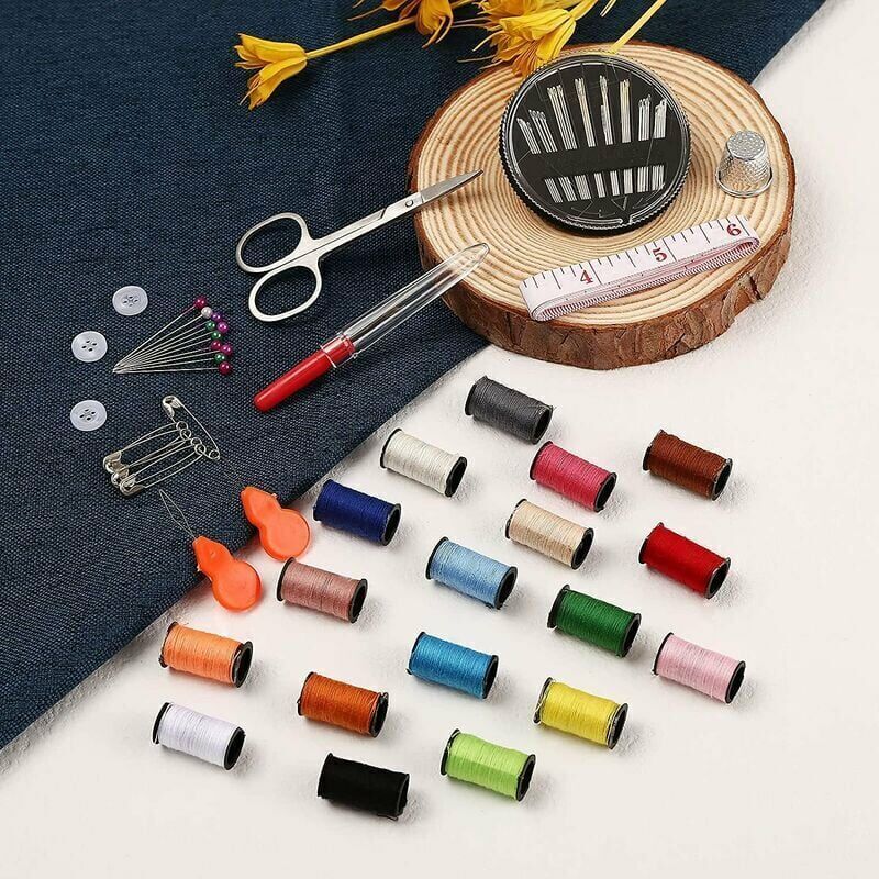 Sewing Kit 52 Accessories with 18 Thread Spools Black Box for Beginners Kids Adults Travel Compatible with V1188-CE-MO02806