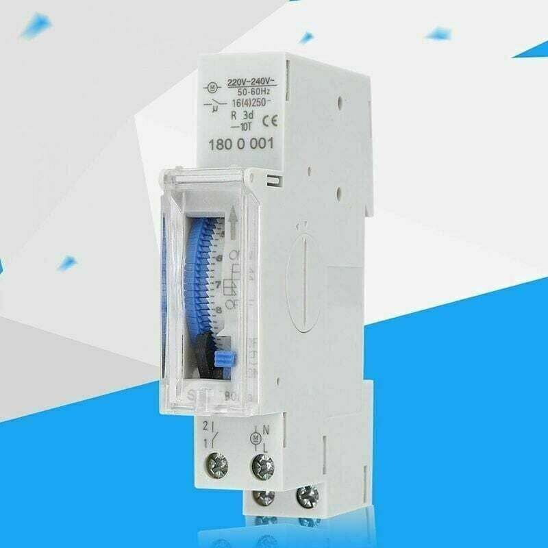 Programmable Timer, Mechanical Timer, 15 Minutes to 24 Hours Programmable Standard DIN Rail Mounted Timer V1188-CE-MO03023