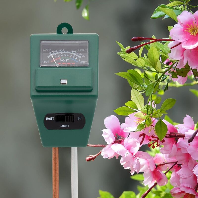 3-in-1 Soil pH Moisture Meter Test Kit for Flowers Grass Plant Garden Lawn with Probe V1188-CE-MO04225