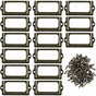 Metal label holder with screws for desk, bronze, 15 pcs, size 70x33mm V1188-CE-MO07634