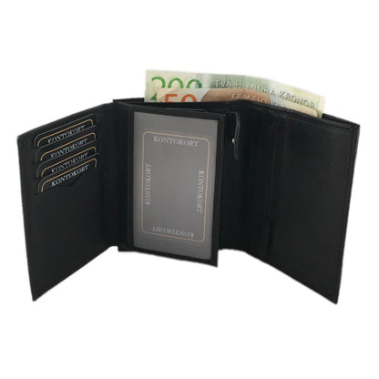 Spacious men's leather wallet with 12 card slots - Black V1188-CE-N00528