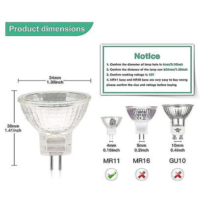 MR11 GU4 Halogen Bulbs 12V 20W Dimmable (12-Pack) for Ceiling Lighting V1188-CE-X00805