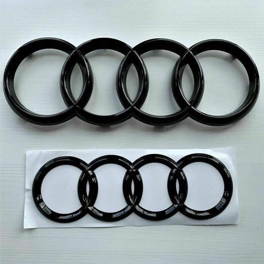Replacement Audi A1 A3 A4 A5 Front & Rear Black Emblem Rings Set - 273mm & 192mm V1188-CE-Y00473