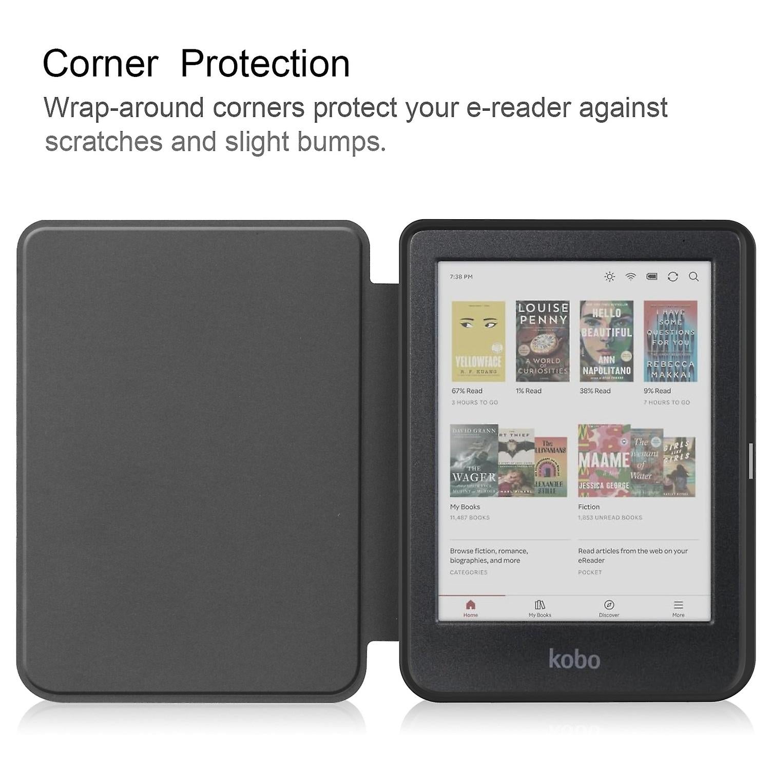 KOBO Clara Colour Compatible Leather Case Caster Black LGL V1188-CE-Y1016-00115