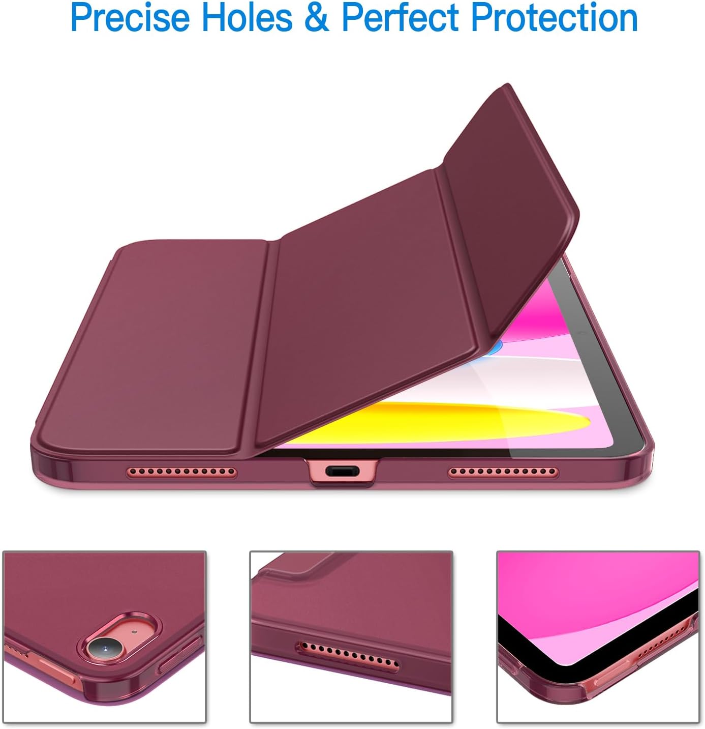 iPad (A16) 11th/10th Generation Case, Slim Stand Hard Back Cover with Auto Wake/Sleep Function, Burgundy V1188-CE-Y1016-00436-13