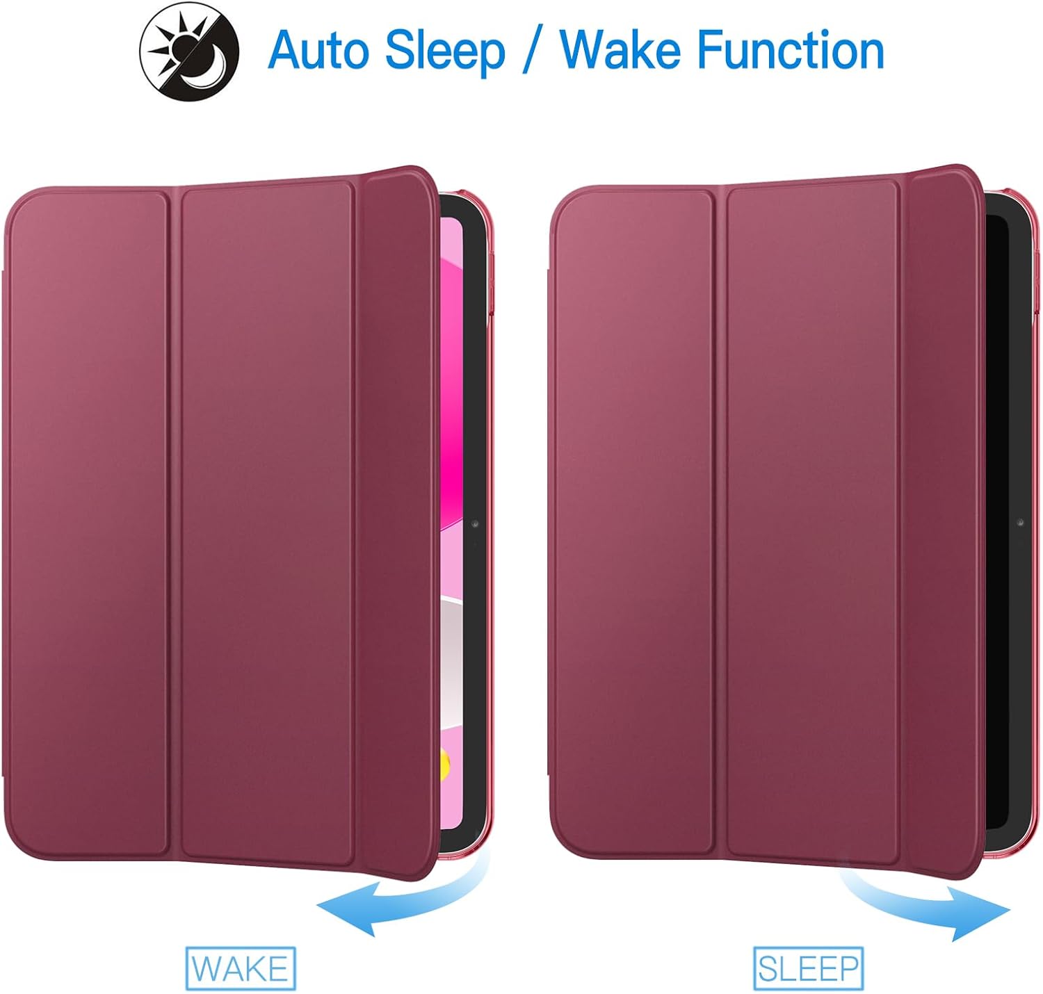 iPad (A16) 11th/10th Generation Case, Slim Stand Hard Back Cover with Auto Wake/Sleep Function, Burgundy V1188-CE-Y1016-00436-13