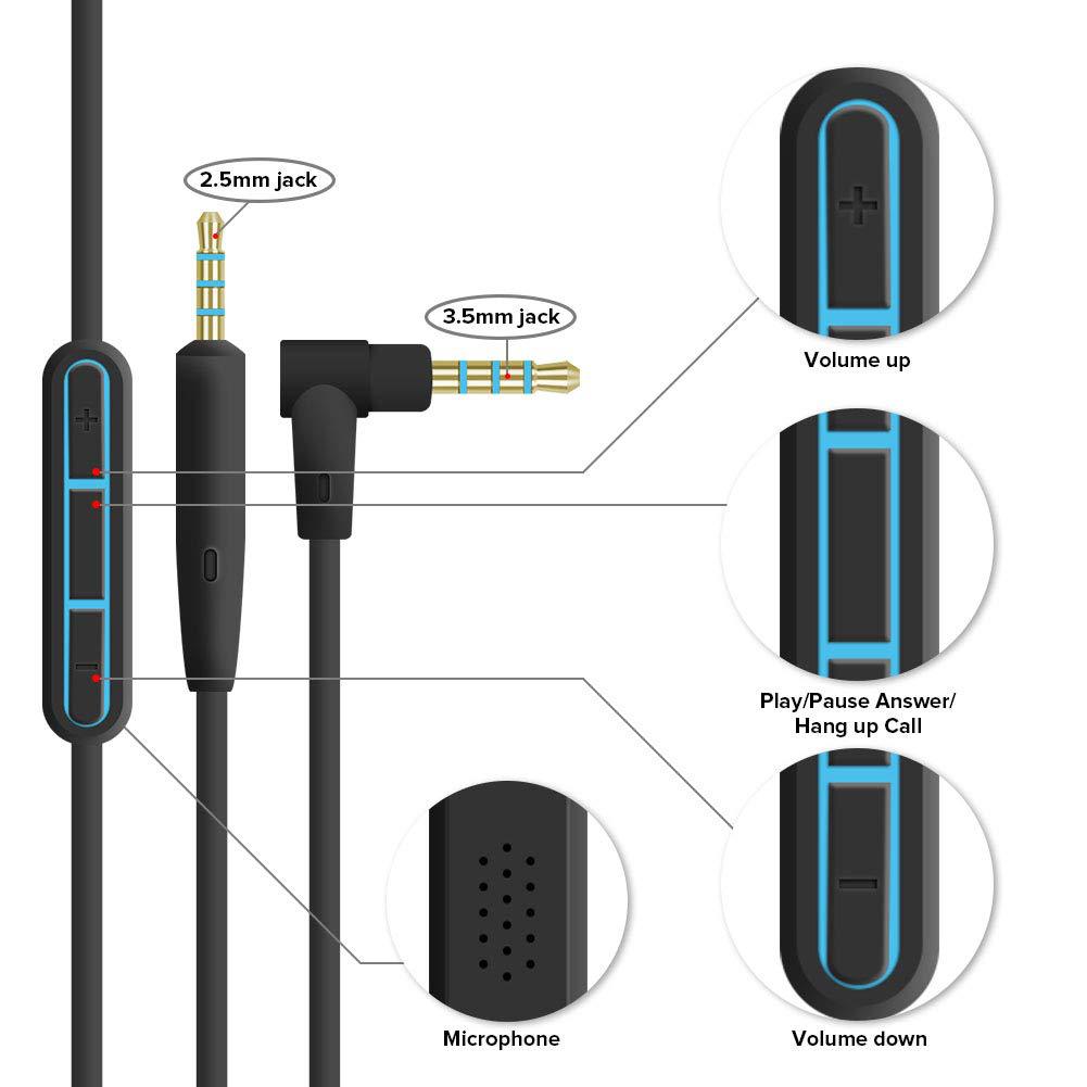 Bose QuietComfort QC25 Replacement Audio Cable Compatible with Bose V1188-CE-Y1022-00036
