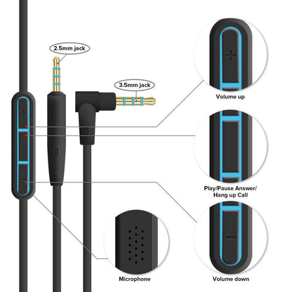 Bose QuietComfort QC25 Replacement Audio Cable Compatible with Bose V1188-CE-Y1022-00036