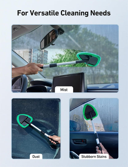 Windshield Washer Tool for Inside with 4 Reusable Washable Green Microfiber Pads V1188-CE-Y1217-00083-2