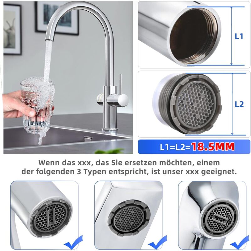 M18.5 Faucet Aerator 6-Pack External Thread Water Saver with 2 Aerator Keys V1188-CE-Y1217-00429