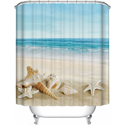 Waterproof Anti-Mildew Shower Curtain 200x240 cm Beach Elegant Pattern V1188-CE-Y1300096
