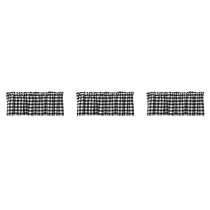 Checkered Kitchen Curtain Farmhouse Style 3-Pack Window Decoration in Black and White V1188-CE-Y1300146