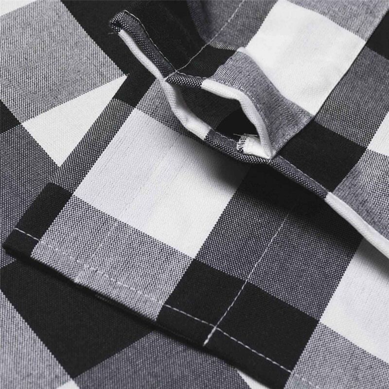 Checkered Kitchen Curtain Farmhouse Style 3-Pack Window Decoration in Black and White V1188-CE-Y1300146