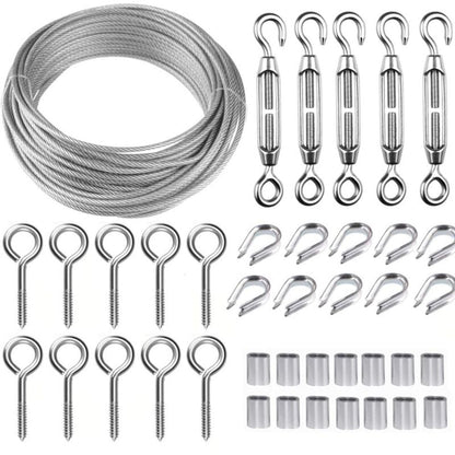 30M/2mm Stainless Steel Wire Kit with M5 Tensioner for Plants, Clothesline, Railings V1188-CE-Y400175