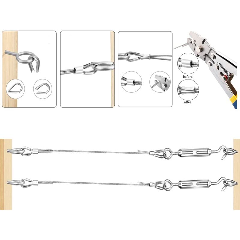 30M/2mm Stainless Steel Wire Kit with M5 Tensioner for Plants, Clothesline, Railings V1188-CE-Y400175