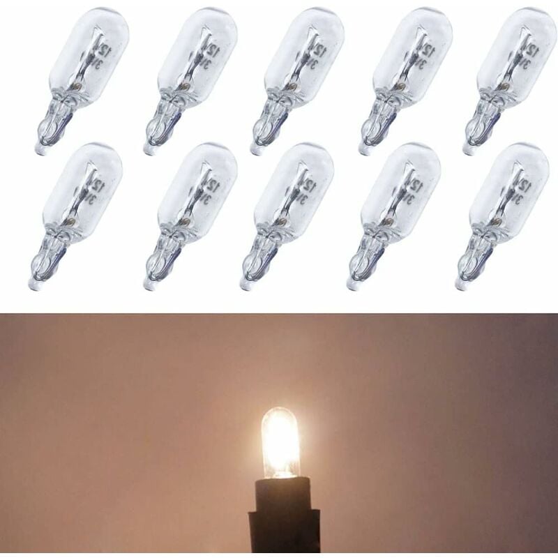 T6.5 Car Dashboard Bulb 10pcs, 3W 12V Indicator Light Compatible with Car Side Lights Accessories V1188-CE-Y710-04022