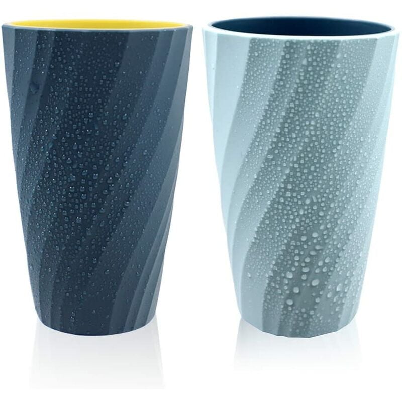 Toothbrush Holder Compatible with Oral-B, Unbreakable Soft Durable Bathroom Cup, Light Blue \u0026 Dark Blue V1188-CE-Y710-04642