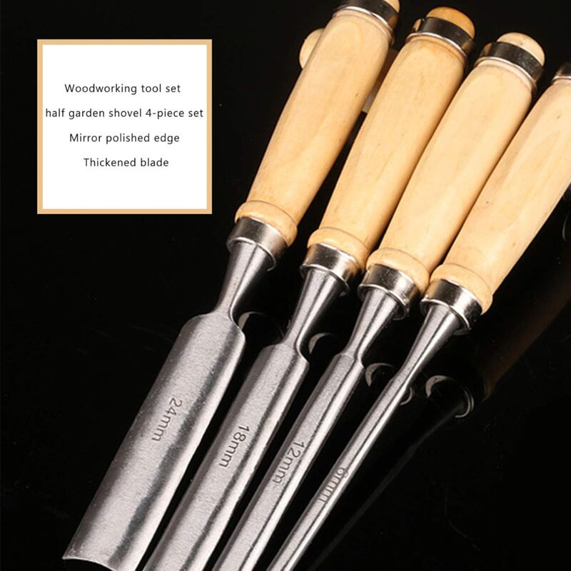 Wood Carving Chisel Set 4pcs Iron Hollow Woodworking Tools 6mm 12mm 18mm 24mm V1188-CE-Y710-08199