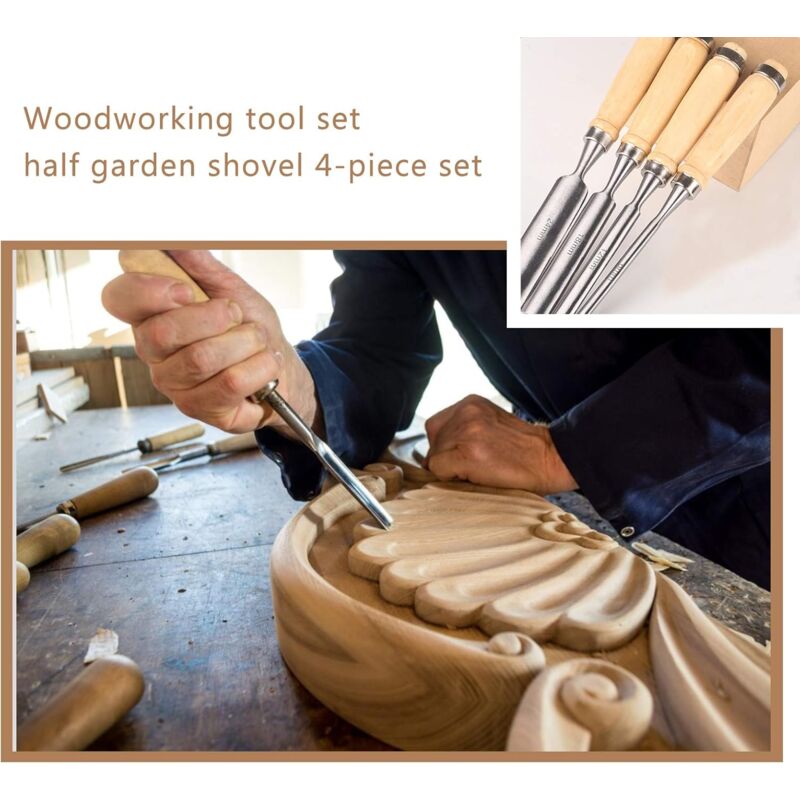 Wood Carving Chisel Set 4pcs Iron Hollow Woodworking Tools 6mm 12mm 18mm 24mm V1188-CE-Y710-08199