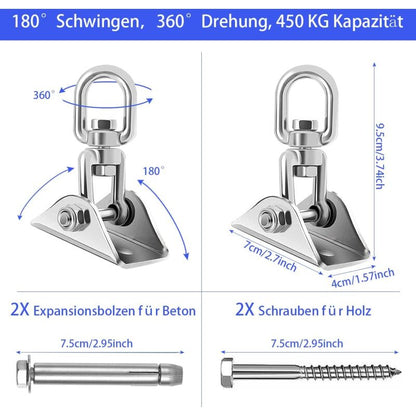 Stainless Steel Ceiling Mount Hanging Chair Spring Hook Kit, 360 degrees Rotation, 450 kg Capacity V1188-CE-Y711-02398
