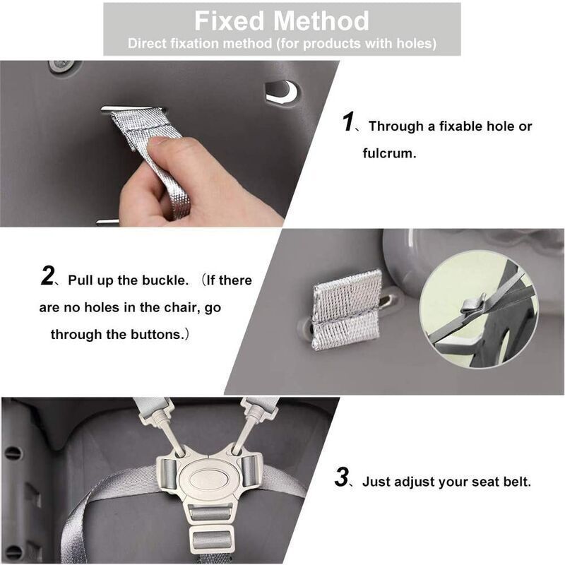 Adjustable 5-Point Safety Harness for Child Seats and Strollers, Gray - Compatible with Most Brands V1188-CE-Y711-03034